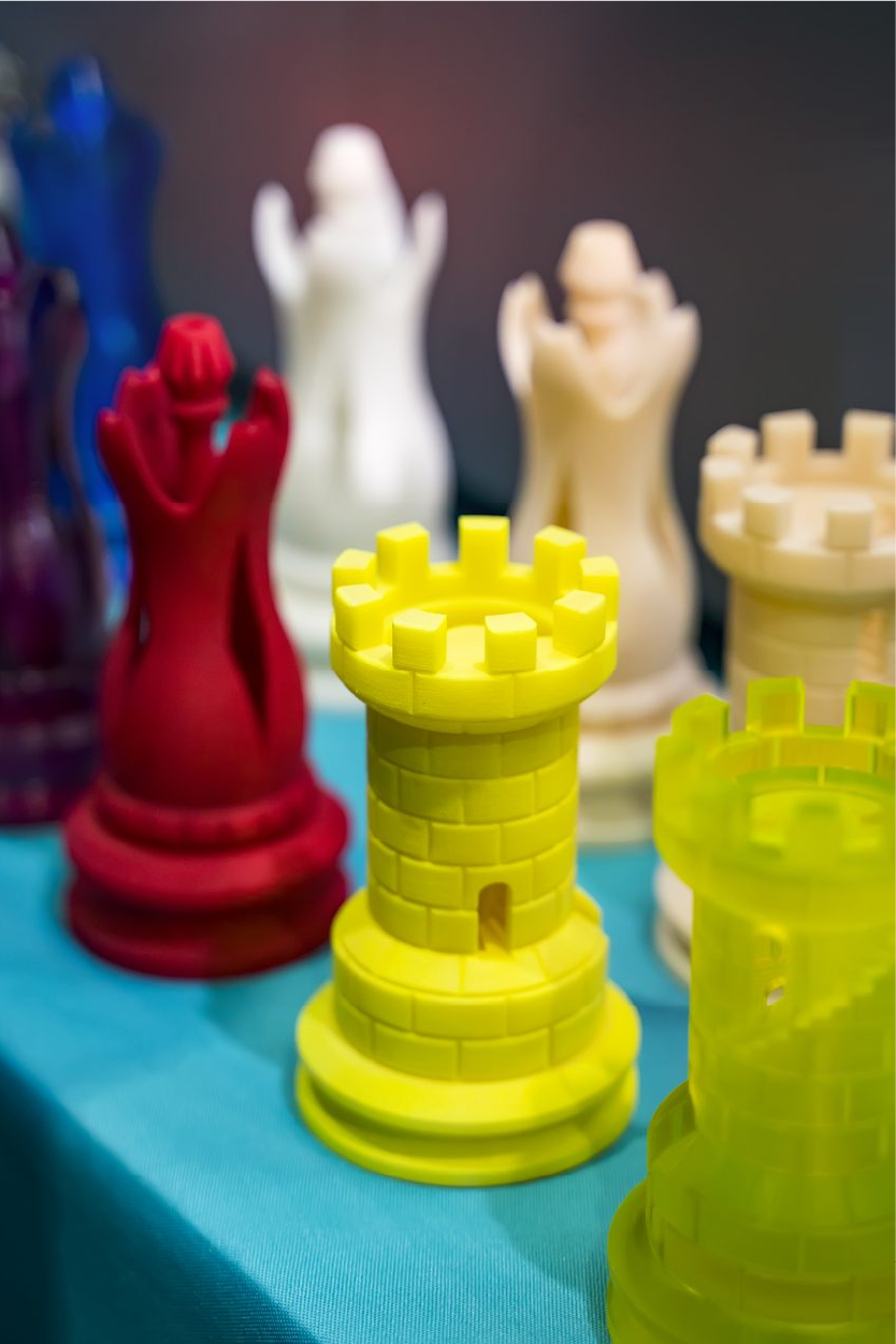 Chess pieces made with 3D Printing.