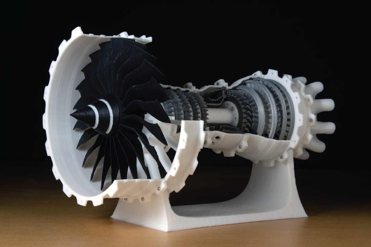 3D printing technologies used to print a turbo fan model