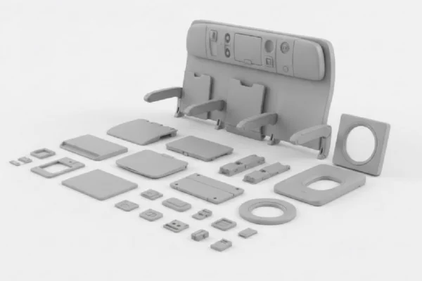 Casting and molding components for airplane cabins